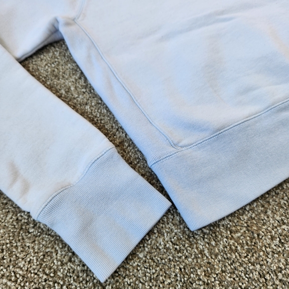 LIKE NEW Abercrombie & Fitch Light Blue Hoodie With Brown Patch Writing Size L - Picture 11 of 13